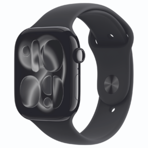 Apple Watch 11 GPS 42mm Jet Black Alum Case with Black Sport B SM - Image 1